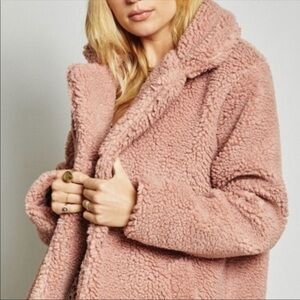Forever Audrey Coat Blush Fuzzy Teddy Winter Trendy Long Warm Winter Faux NWT